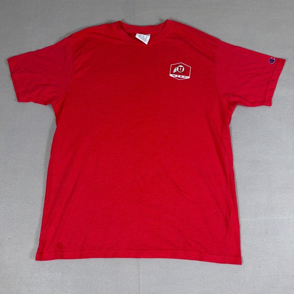 Champion Utah Utes T-Shirt Mens XL Red Short Sleeve NCAA University of Utah Tee